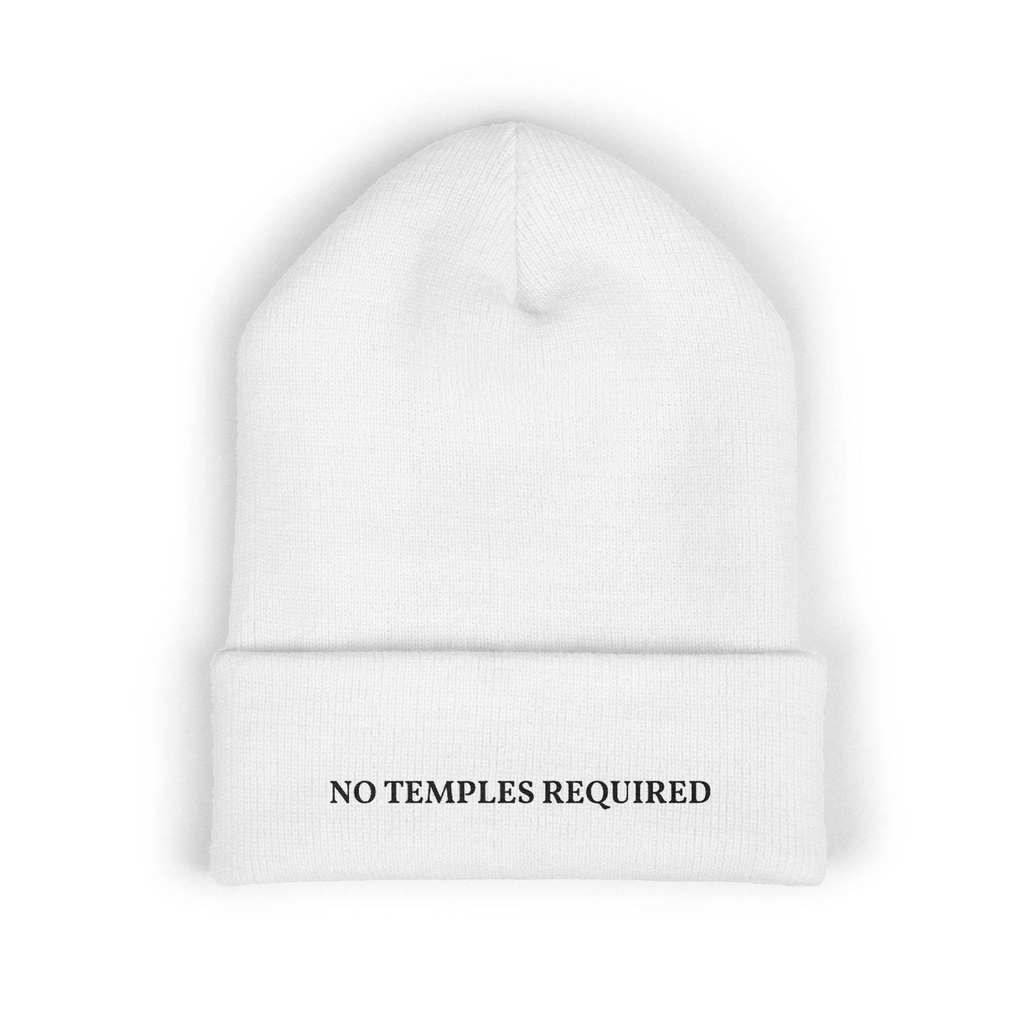 "No Temples Required" Embroidered Classic Cuffed Beanie