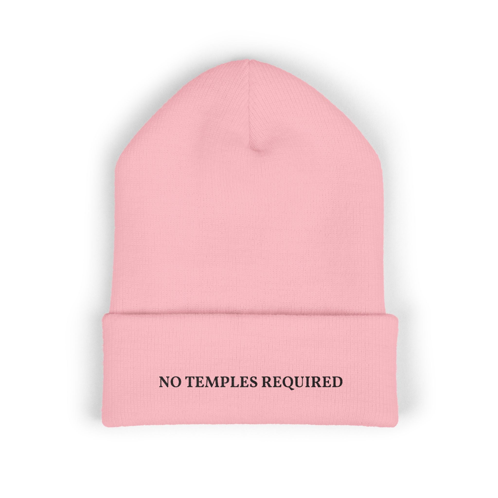 "No Temples Required" Embroidered Classic Cuffed Beanie