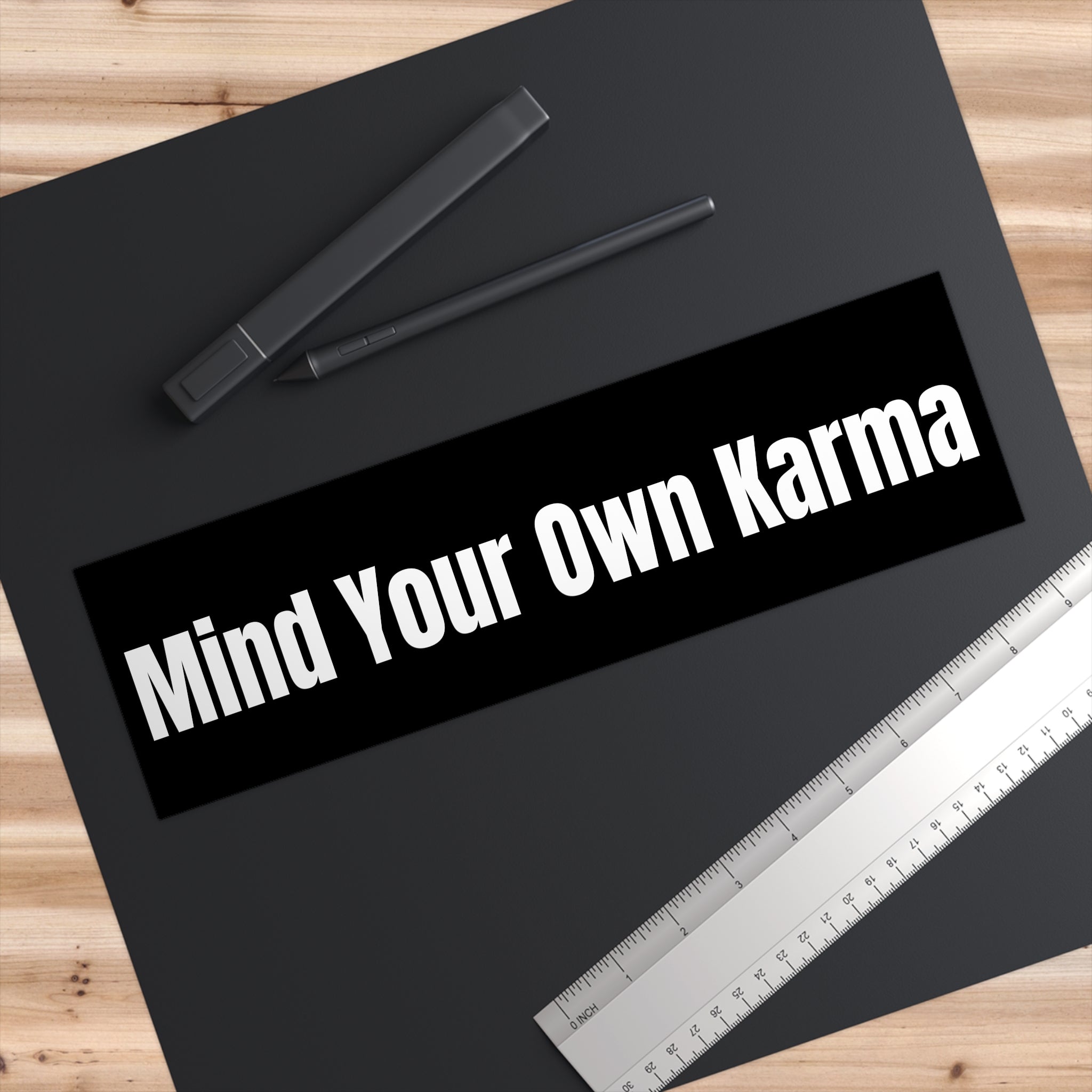 "Mind Your Own Karma" — Black Vinyl Sticker