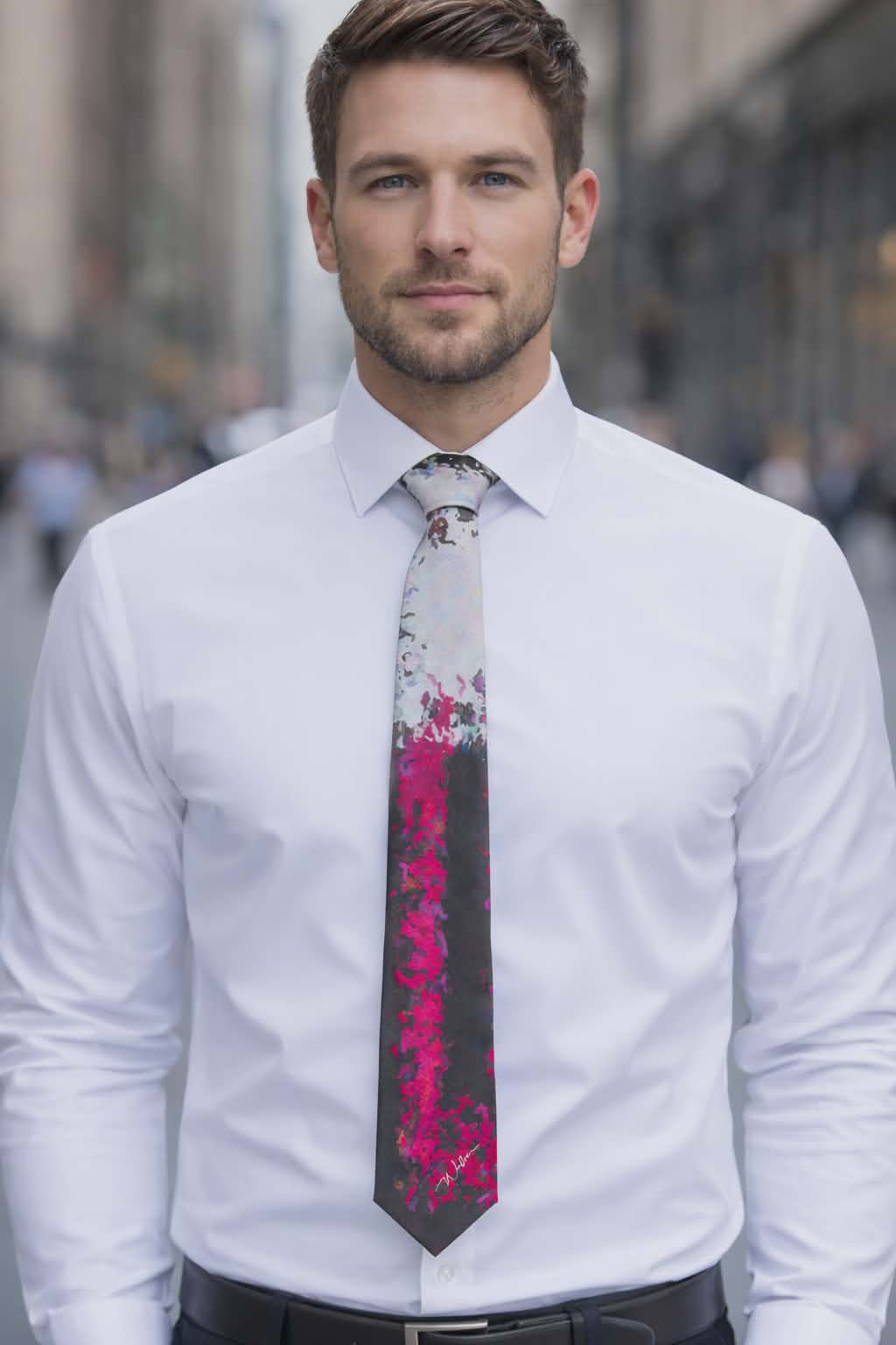 Shadow and Bloom | Threaded Horizons Silk Tie