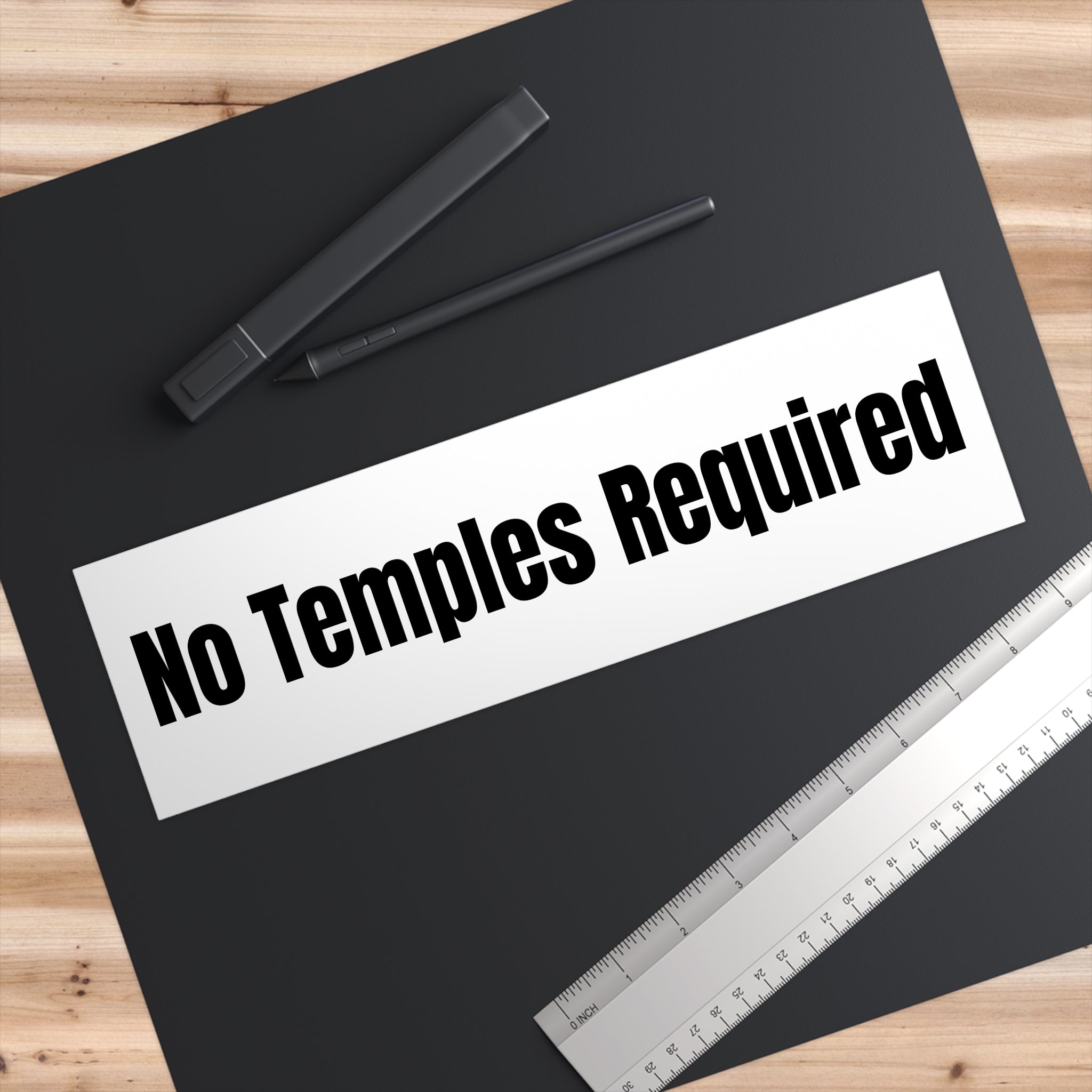 "No Temples Required" — White Vinyl Sticker