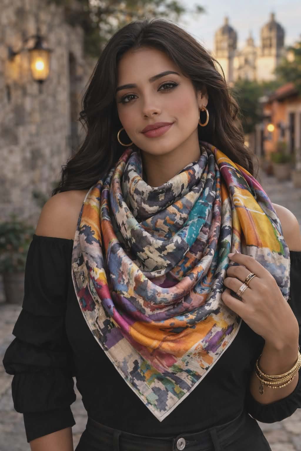 Guanajuato, Repeating | Threaded Horizons Silk Scarf
