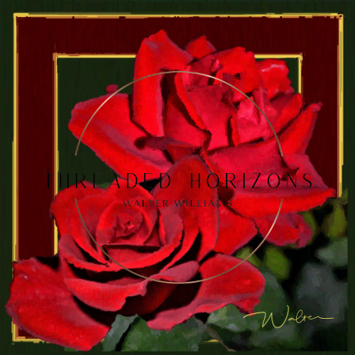 Crimson Duet | Threaded Horizons Silk Scarf