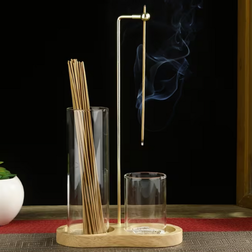Glass & Brass Incense Holder