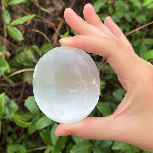 Selenite Palm Stone