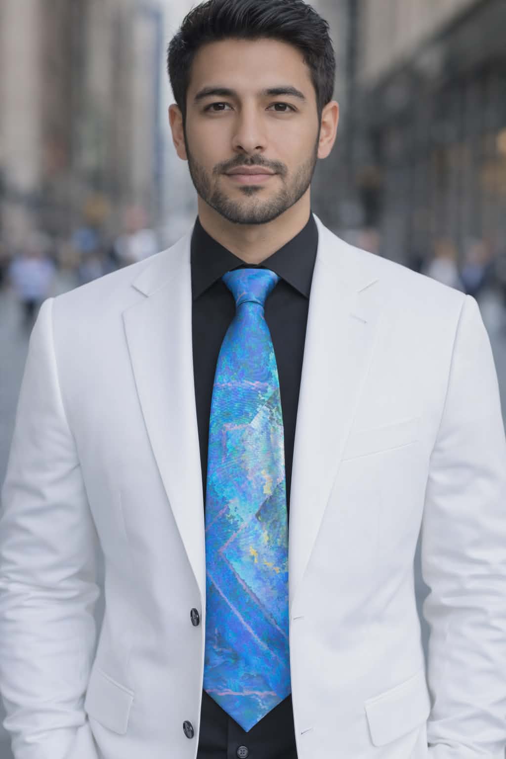 Sapphire Transcendence |Threaded Horizons Silk Tie