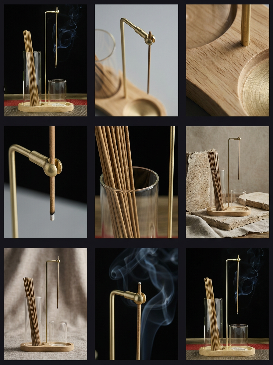 Glass & Brass Incense Holder