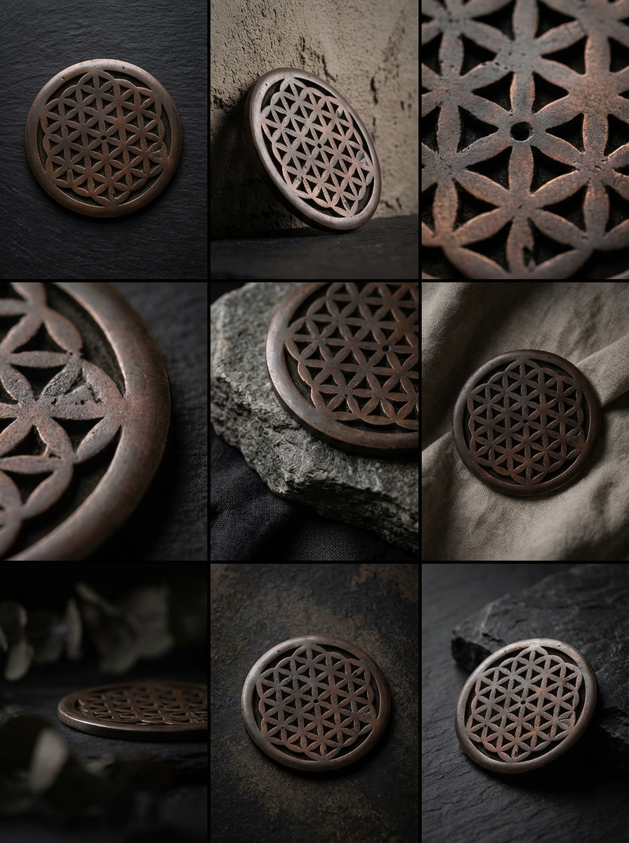 Flower of Life Wood Incense Burner