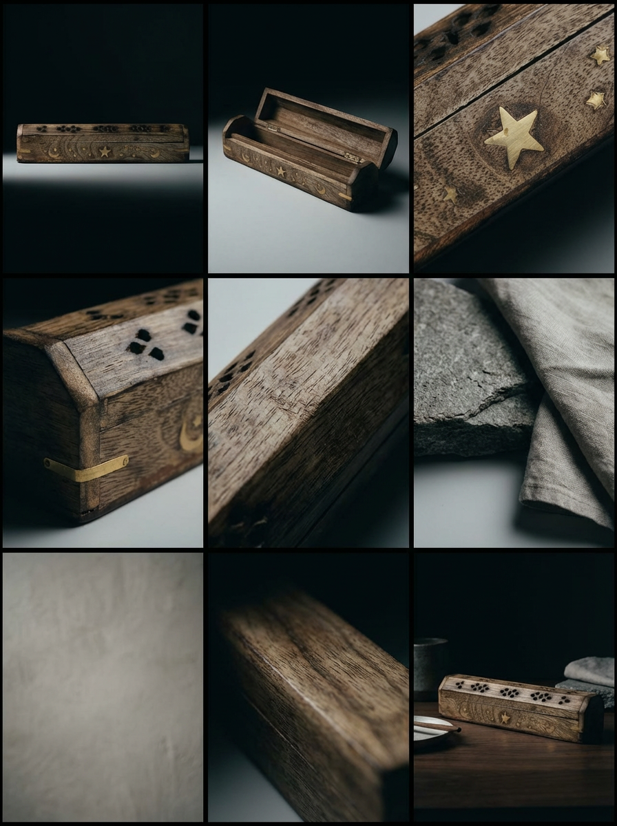Metal Inlay Wooden Incense Box
