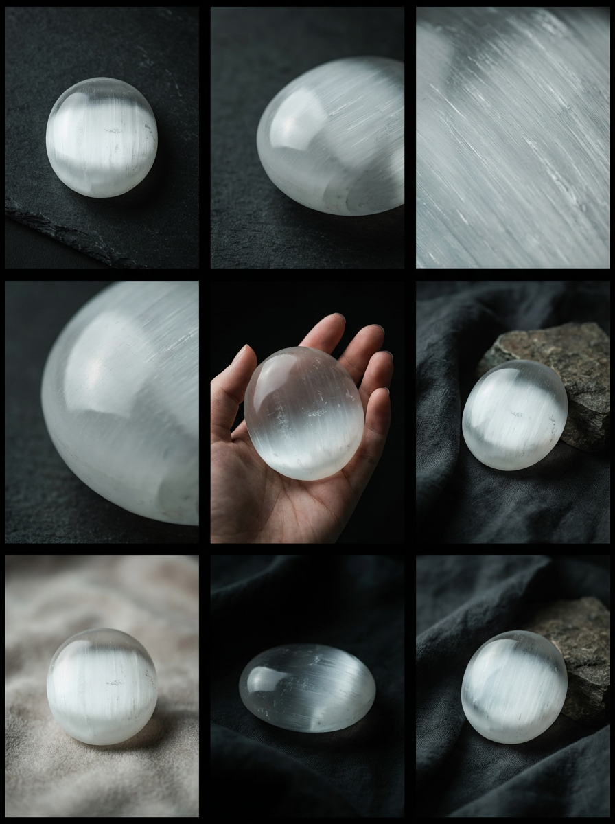 Selenite Palm Stone