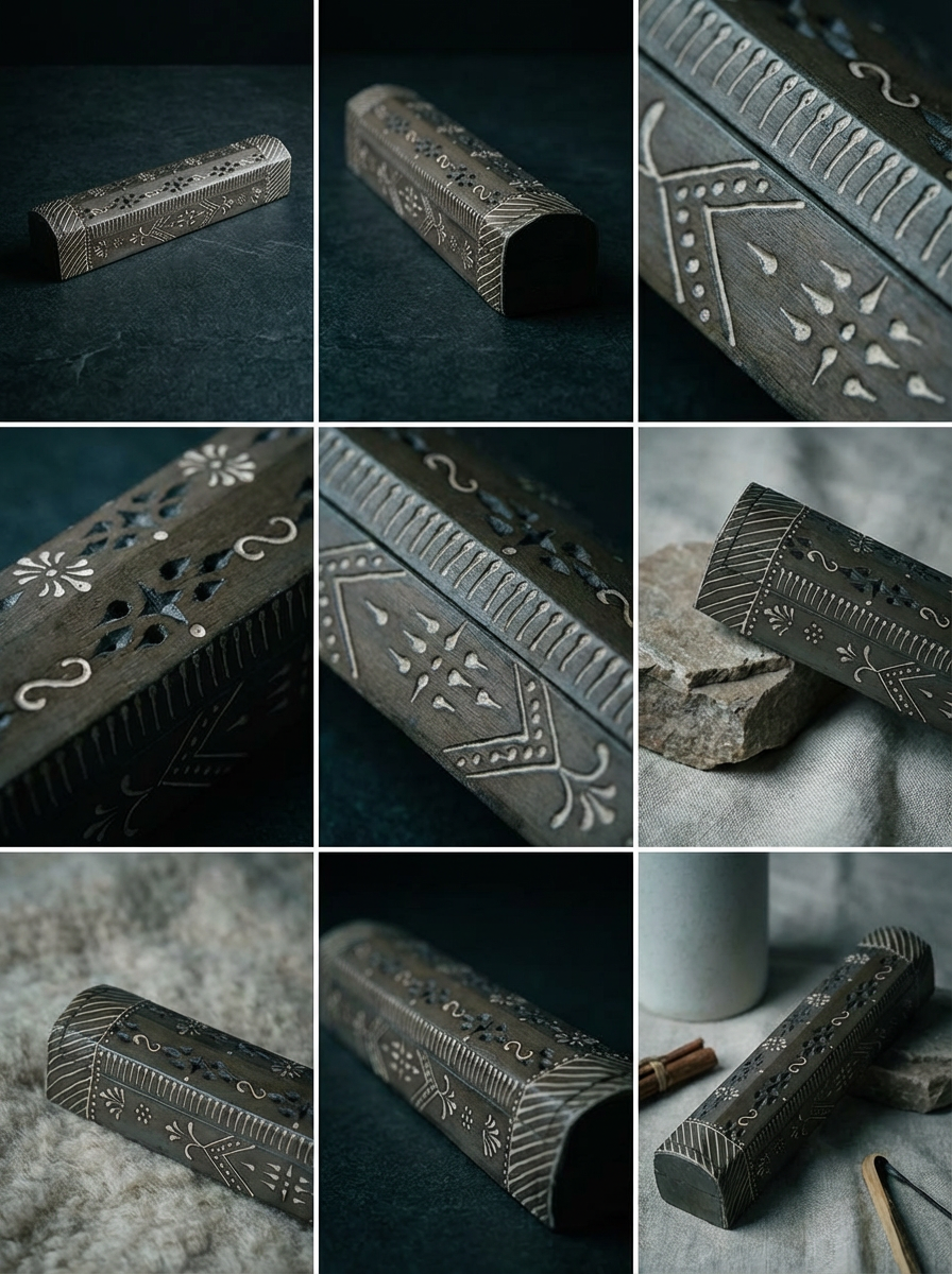 Grey Wooden Incense Box