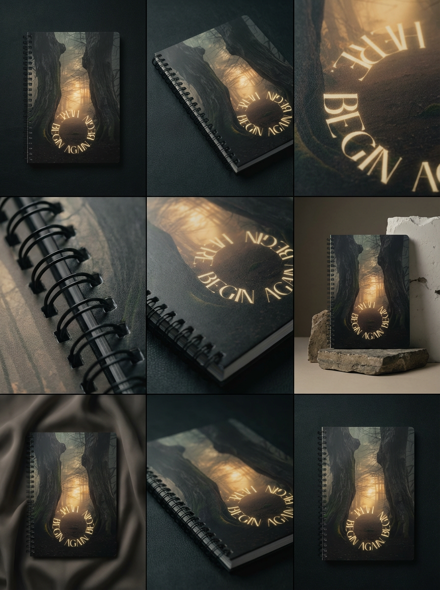"Begin Again. Begin Here." Inspirational Journal A5 Wire-O bound Notebook