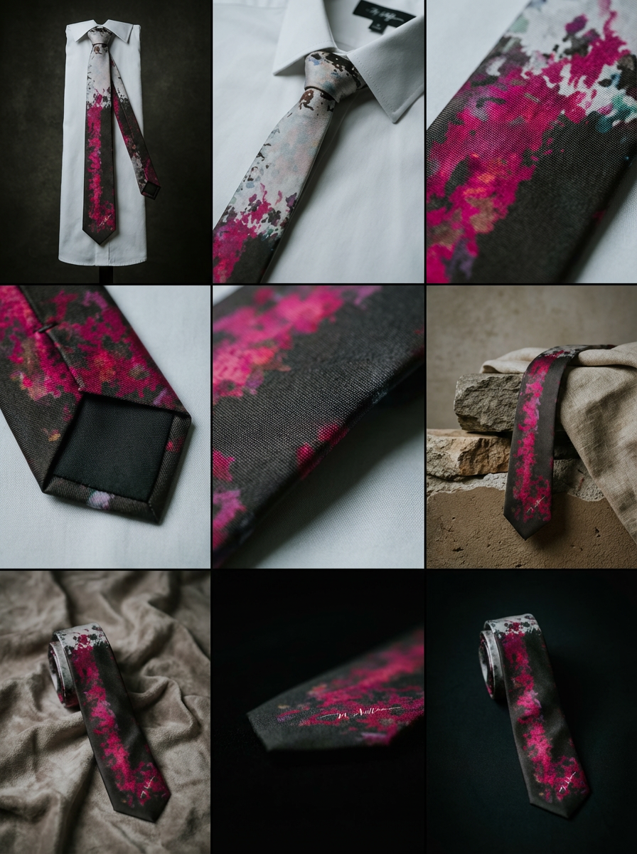 Shadow and Bloom | Threaded Horizons Silk Tie