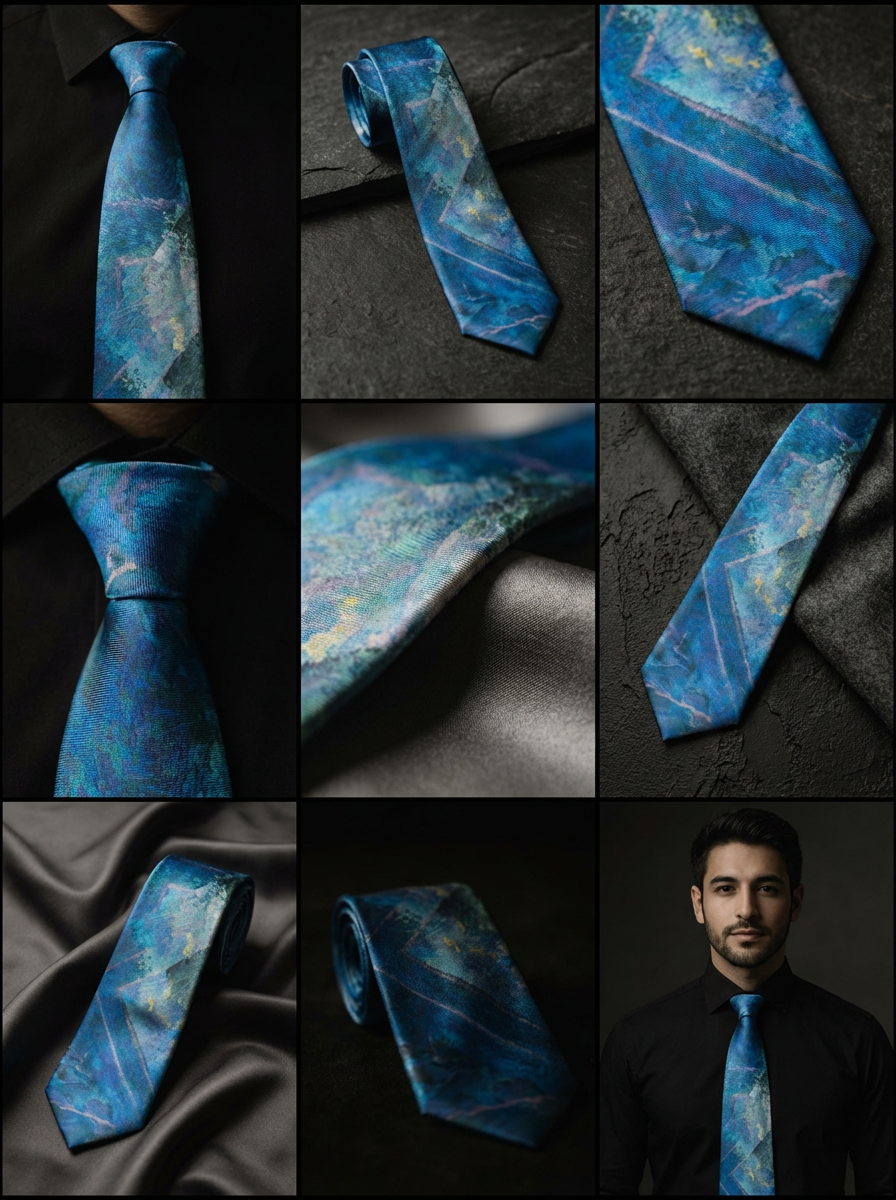 Sapphire Transcendence |Threaded Horizons Silk Tie